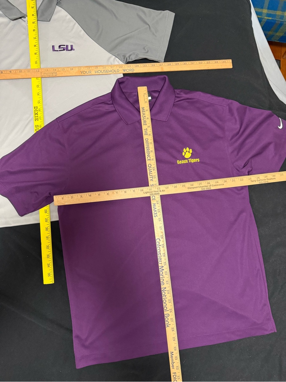 Lot Of 2 LSU Tigers Men’s Large Short Sleeve Polo Shirts Nike & Antigua Prpl Gry - Picture 3 of 9